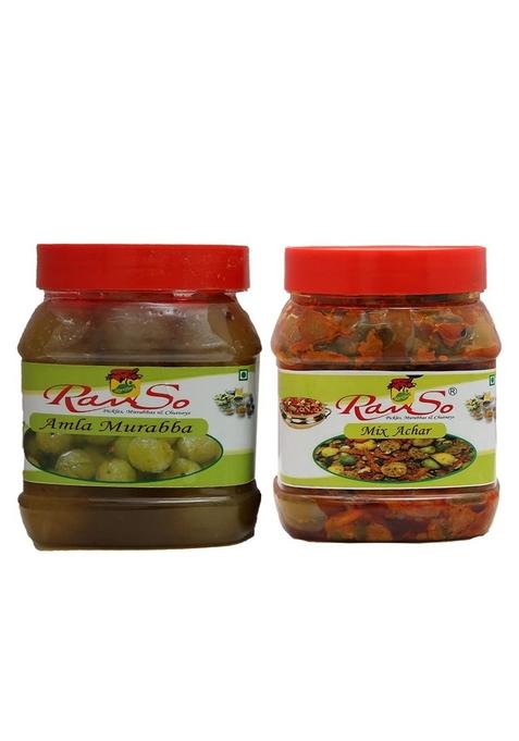 Advait Ravso Home Made Combo Pack Of Two Pickle Indian Amla Murabba 1Kg Mix 1 Kg Murabha 2 2Kg