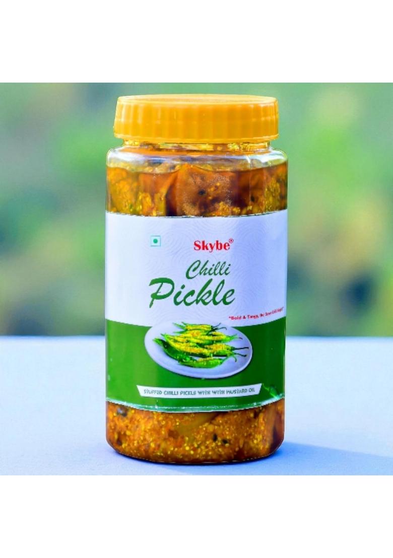 Skybe Green Chilli Pickle 500G – Smooth Heat Mixed With Rich Tangy Zest To Create An Unforgettable Taste Identity