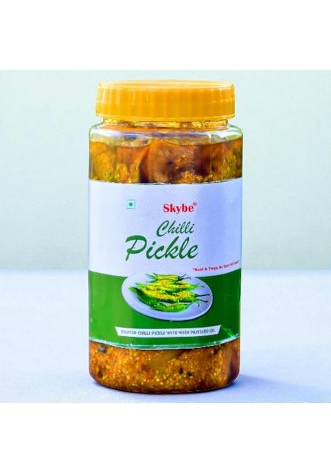 Skybe Green Chilli Pickle 500G – Crafted Tangy Spice With Deep Aromas For An Elite Smooth Long Living Flavor Profile
