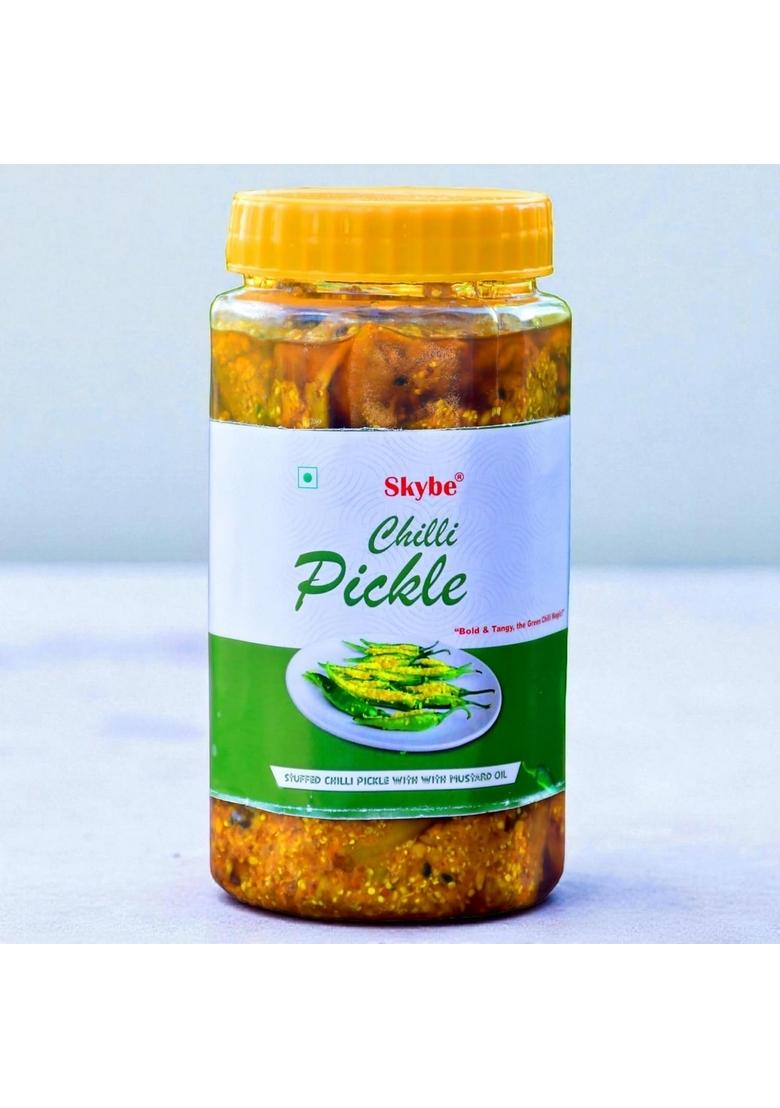 Skybe Green Chilli Pickle 500G – A Fiery Tangy Legacy In Every Jar Crafted With Handpicked Chillies Golden Oil And Heritage Spices For True Indian Royal Taste