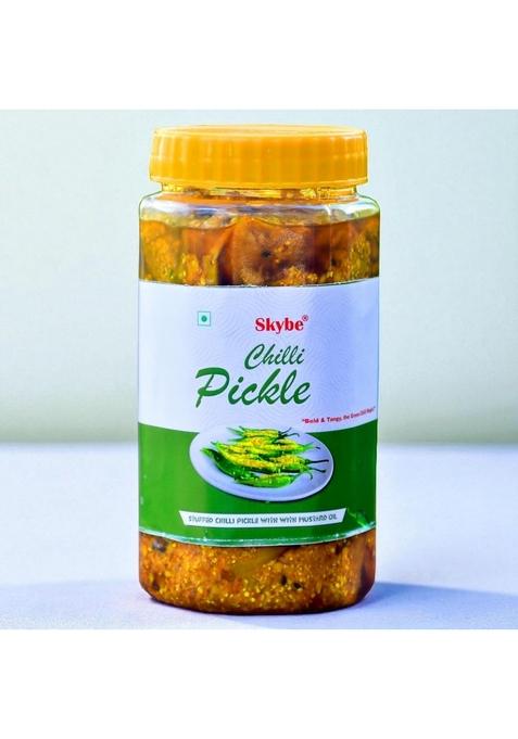 Skybe Green Chilli Pickle 500G – Fiery Golden Symphony Of Indian Heritage Crafted From Fresh Chillies And Authentic Spices For Bold Tangy Zest Royal Taste Perfection