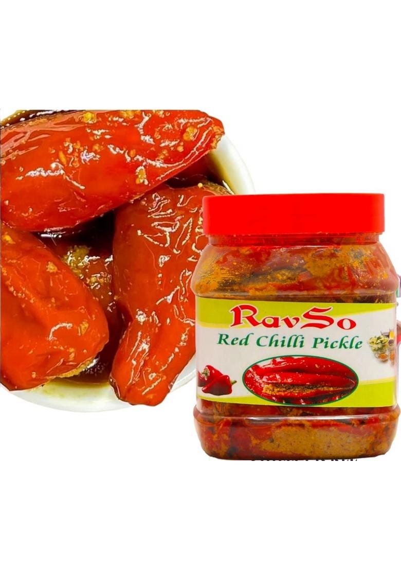 Ravso Red Stuffed Chilli Pickle Home Made Lal Mirch Mirchi Ka Bharwa Indian Achar Pickles In Mustard Oil Plastic Pack Greenchillipickle500Gm