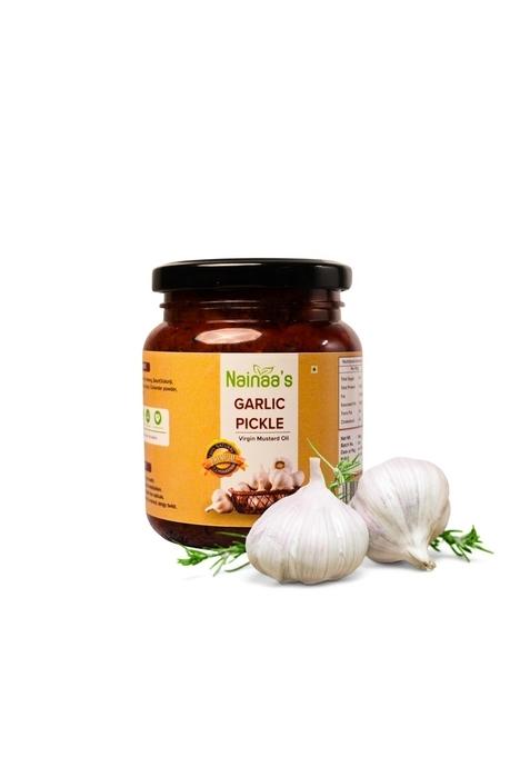Nainaas Kitchen Nainaa’S Garlic Pickle | Made With Cold Pressed Virgin Mustard Oil Pure Natural Homemade Taste No Artificial Preservatives Rich In Antioxidants Traditional Flavour 250G