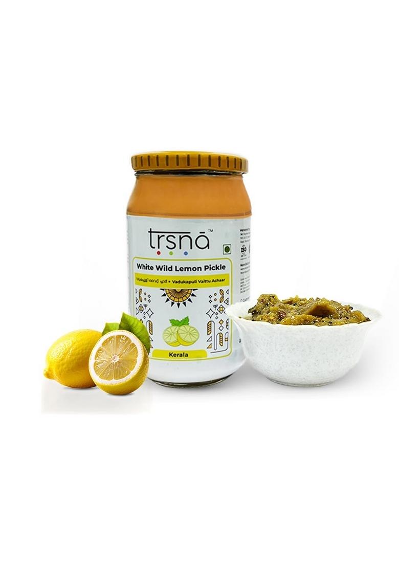 Trsna White Wild Lemon Pickle 400 Grams | Vadukapuli Vaittu Achaar Fresh Zesty Kerala Style Traditional South Indian Taste Premium Gourmet In Glass Jar