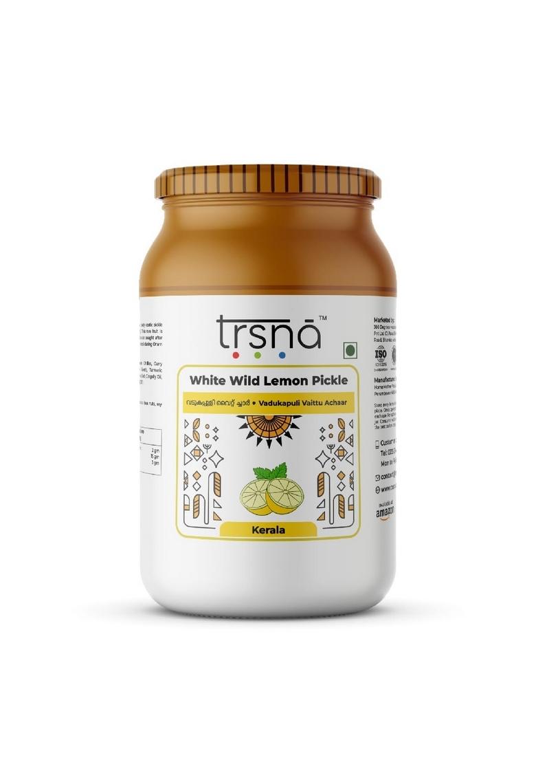 Trsna White Wild Lemon Pickle 400 Grams | Vadukapuli Vaittu Achaar Fresh Zesty Kerala Style Traditional South Indian Taste Premium Gourmet In Glass Jar