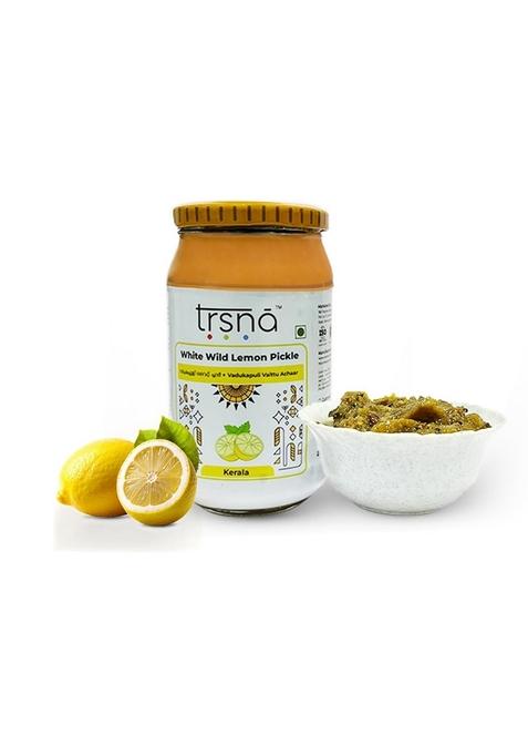 Trsna White Wild Lemon Pickle 400 Grams | Vadukapuli Vaittu Achaar Fresh Zesty Kerala Style Traditional South Indian Taste Premium Gourmet In Glass Jar