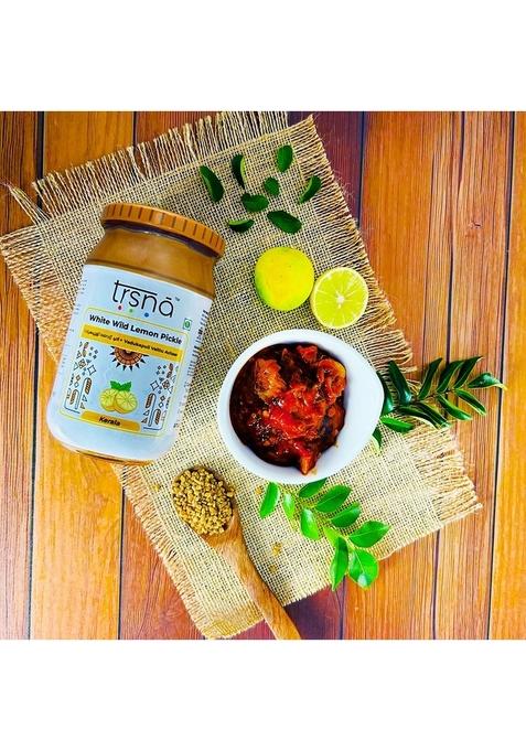 Trsna White Wild Lemon Pickle 400 Grams | Vadukapuli Vaittu Achaar Fresh Zesty Kerala Style Traditional South Indian Taste Premium Gourmet In Glass Jar