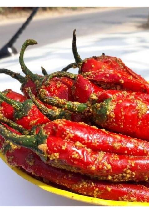 Live Pik Stuffed Mathania Red Chilli Pickle |200 Gram I Without Oil Preservatives | Athana Mirchi |Long |Lal Mirch Ka Achar