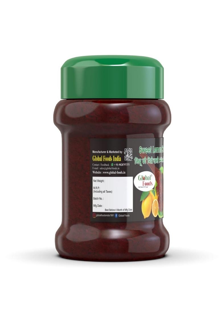 Global Foods Delicious Sweet Lemon Chutney 500Gm Nimbu Limbu Meethi Chatni Khatti Pickles Without Oil Sour Chtani