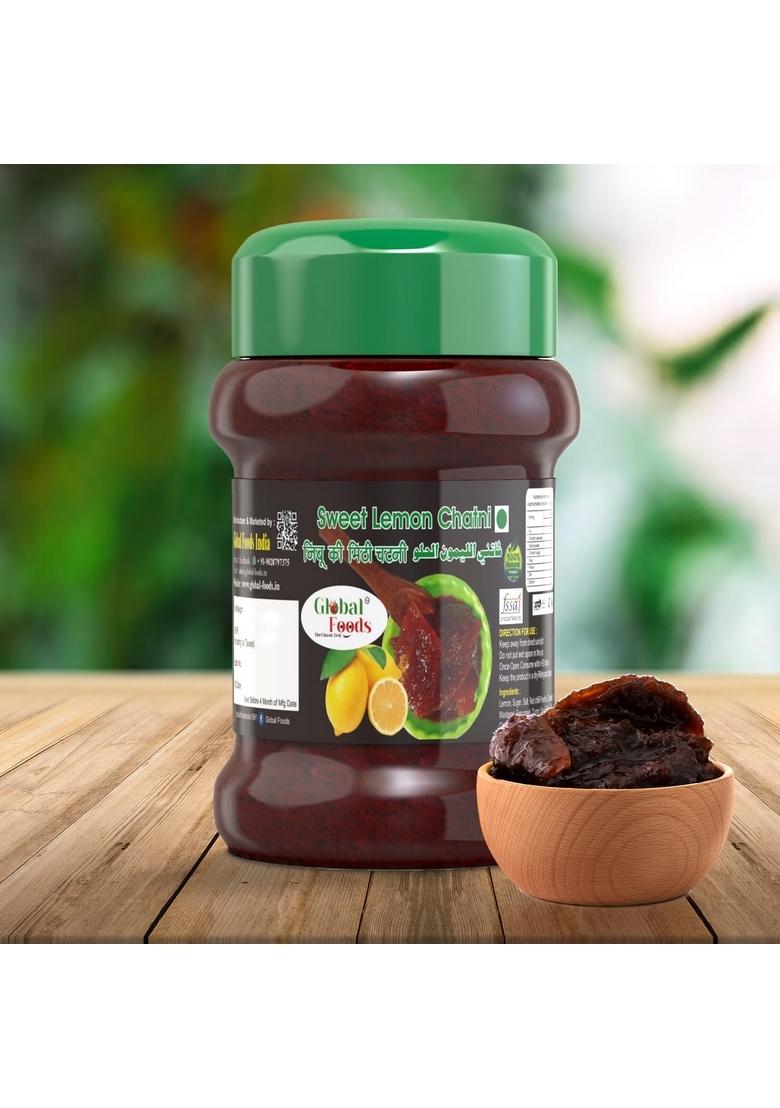 Global Foods Delicious Sweet Lemon Chutney 500Gm Nimbu Limbu Meethi Chatni Khatti Pickles Without Oil Sour Chtani