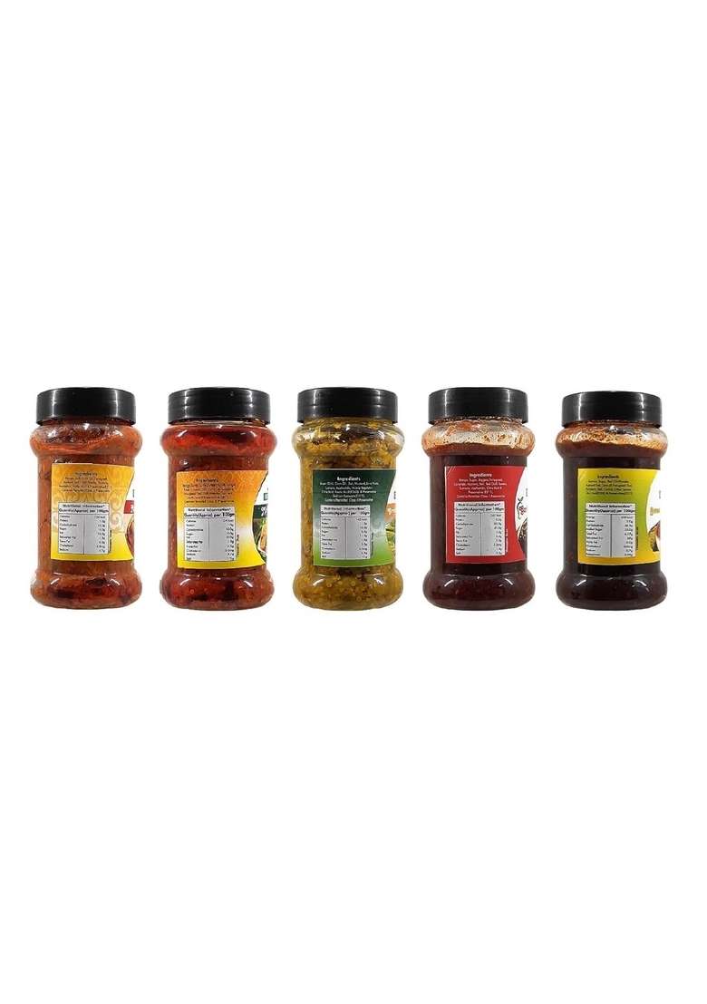 K3 Masala Green Piece Gor Keri Sweet Lemon Mango Mix And Chilli Pickle 250Gm X 5 Pack Of - Indya