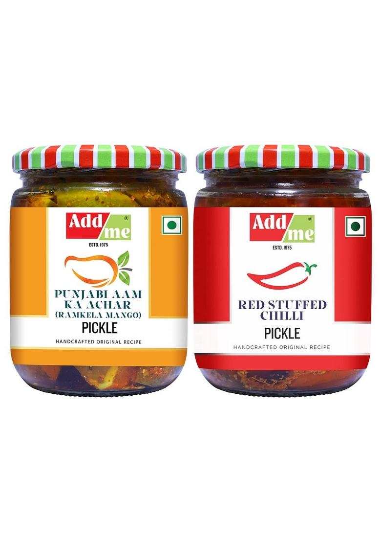 Add Me Home Made Ramkela Mango Achar Rajasthani Lal Mirchi Ka Bharwa 1Kg Swaad 500Gm Each In Glass Jar