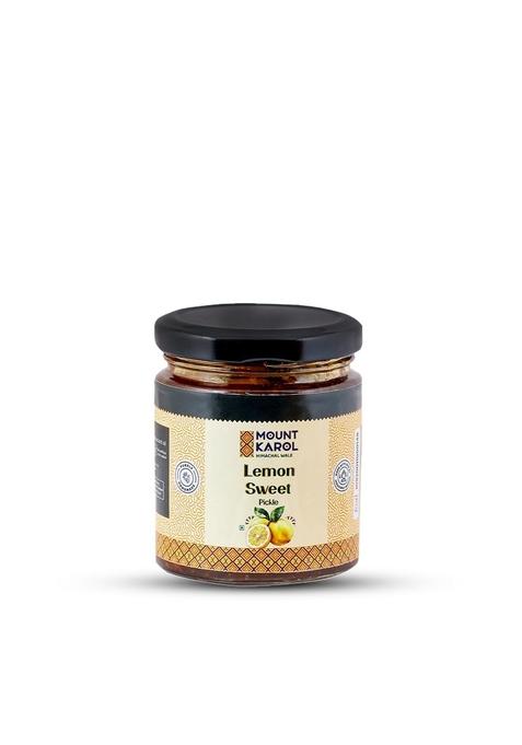 Mount Karol Lemon Sweet Pickle Tangy Spicy Traditional Himachali Recipe Authentic Flavor Exclusive Glass Jar 250 Gram