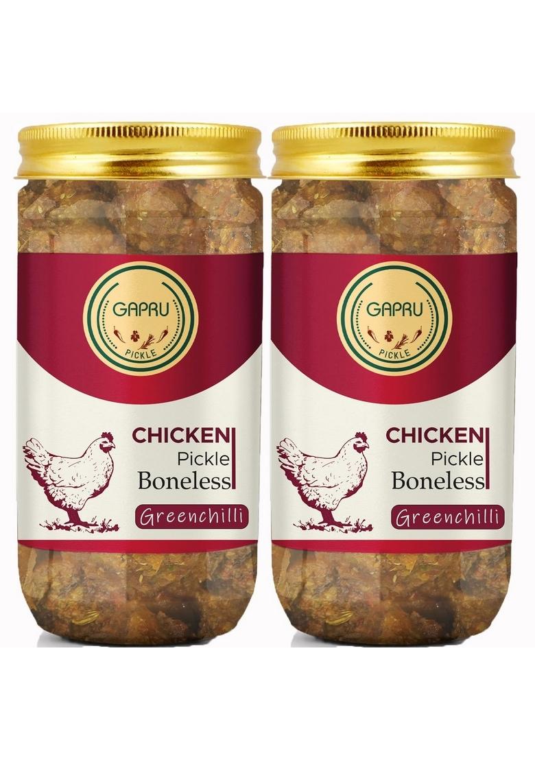 Gapru Pickle Greenchilli Boneless Chicken Combo 400Gm Non Veg Ka Achar