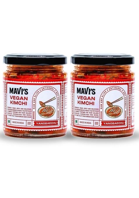 Mavi'S Vegan Kimchi Combo | Korean Cabbage Artisanal Probiotic Pickle 100 Natural Organic No Preservatives Artificial Flavour Or Colour Pack Of 2 200G