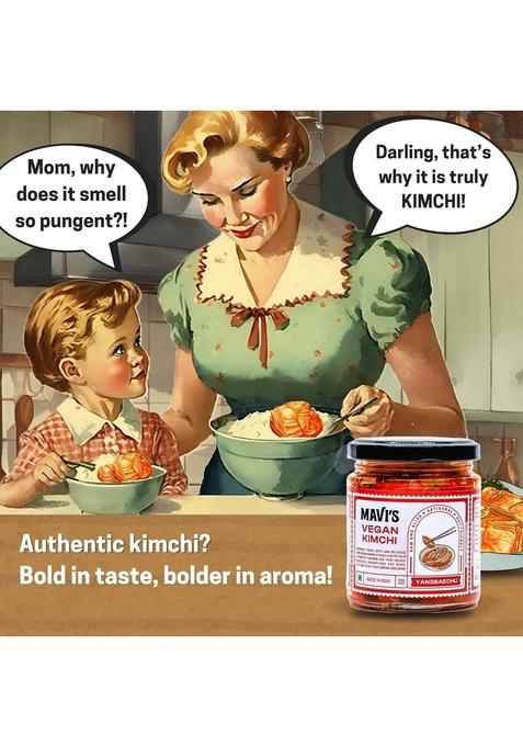 Mavi'S Vegan Kimchi Combo | Korean Cabbage Artisanal Probiotic Pickle 100 Natural Organic No Preservatives Artificial Flavour Or Colour Pack Of 2 200G