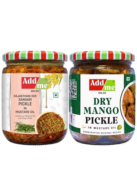 Add Me Rajasthani Masala Ker Sangri Pickle Dry Mango Sukha Aam Ka Achar 500G Each Panchkuta Pickles Achaar Glass Pack