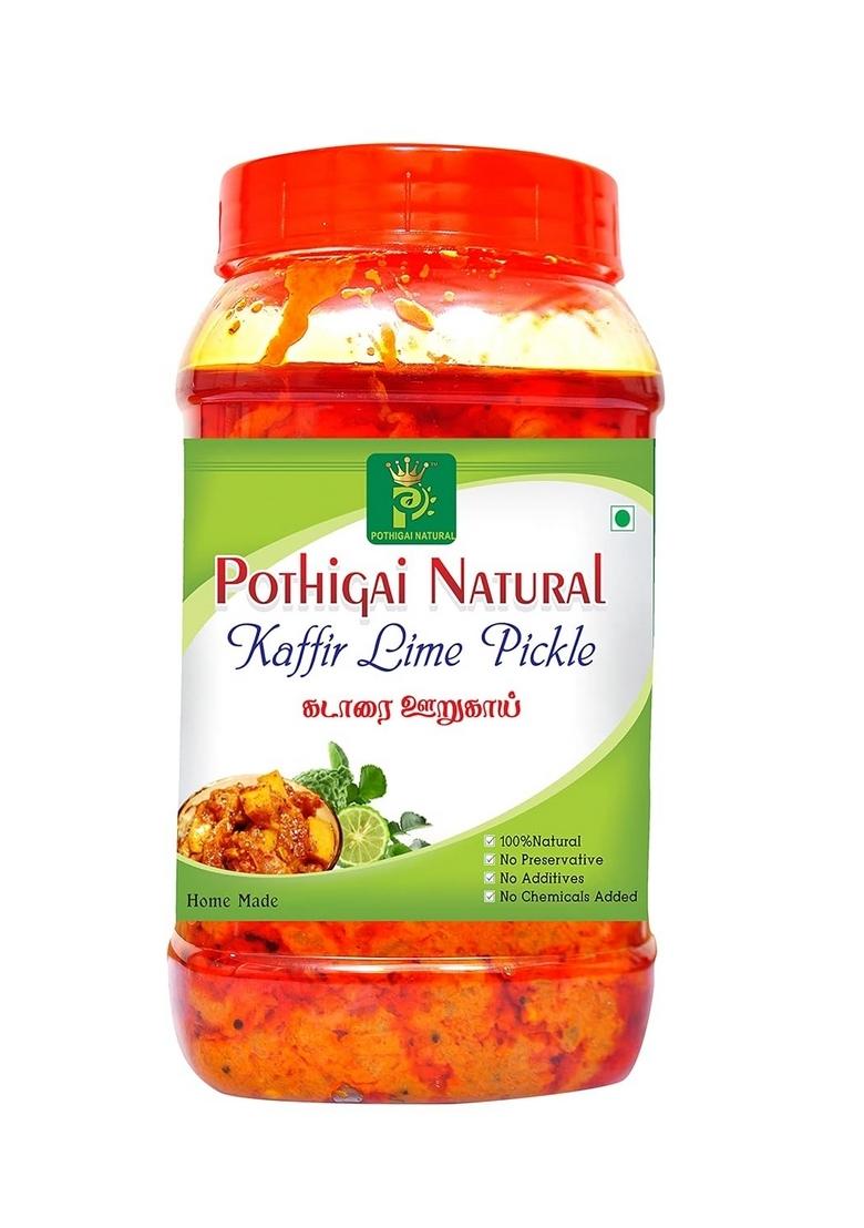 Pothigai Natural Kaffir Lime Pickle 500G Pure Home Made With Wooden Cold Pressed Gingelly Oil No Preservatives 100 Pack Of 1