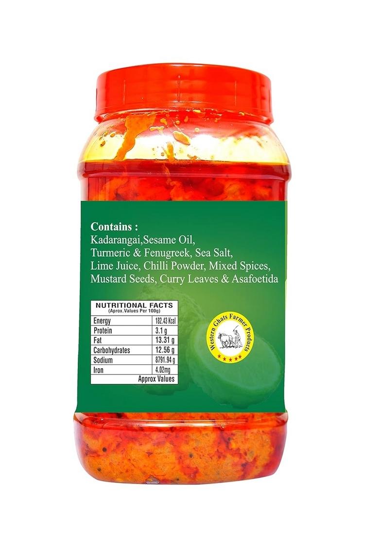 Pothigai Natural Kaffir Lime Pickle 500G Pure Home Made With Wooden Cold Pressed Gingelly Oil No Preservatives 100 Pack Of 1