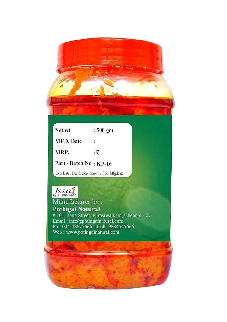 Pothigai Natural Kaffir Lime Pickle 500G Pure Home Made With Wooden Cold Pressed Gingelly Oil No Preservatives 100 Pack Of 1