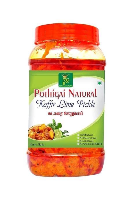 Pothigai Natural Kaffir Lime Pickle 500G Pure Home Made With Wooden Cold Pressed Gingelly Oil No Preservatives 100 Pack Of 1