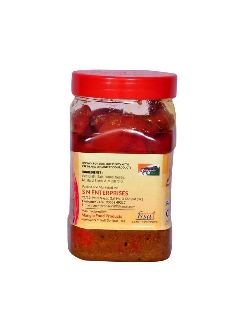 Healthy Diet Red Chilli Pickle Lal Mirch Ka Achar | Less Oil Mustard Base Homemade Stuffed Pickles No Added Preservatives Artificial Flavours Traditional Recipe 900Gm