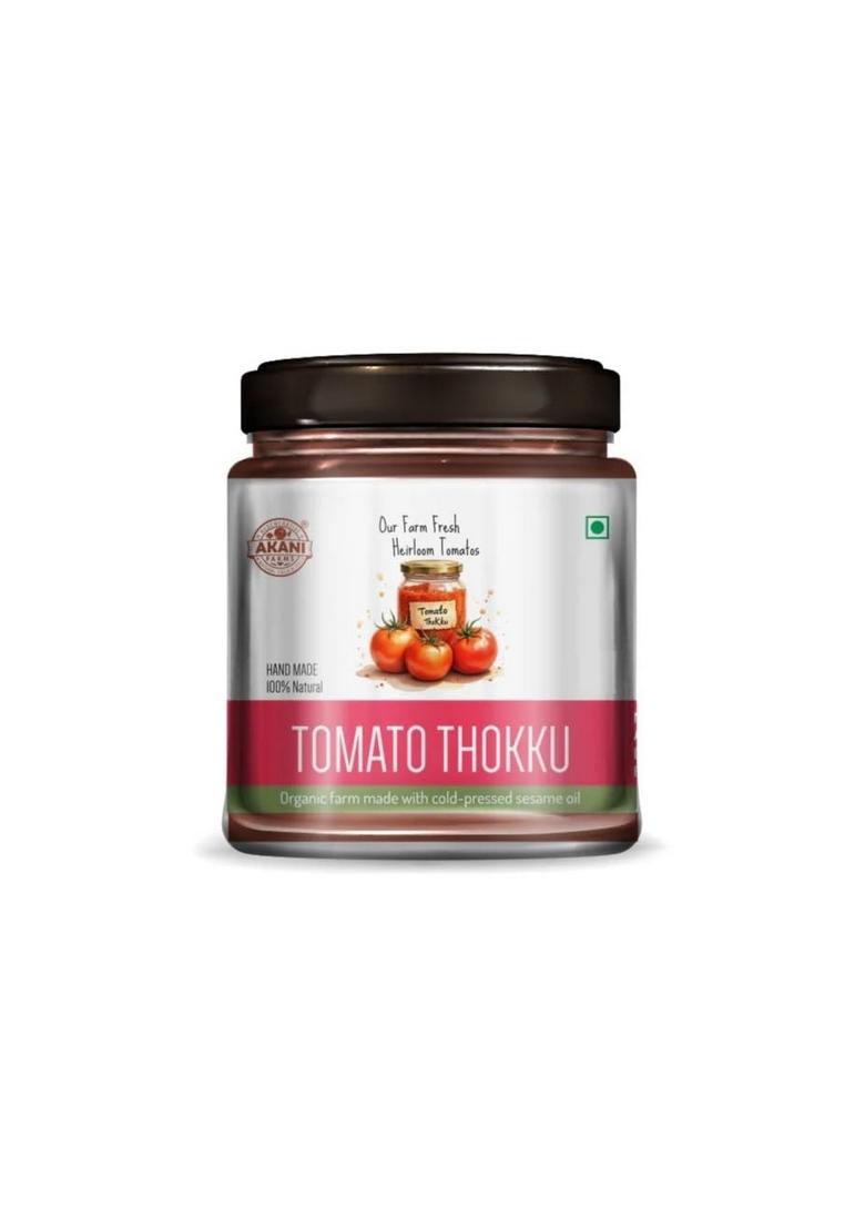 Akani Farms Tomato Thokku 200G | Traditional South Indian Chutney With Heirloom Tomatoes Cold Pressed Sesame Oil No Preservatives Tangy Spicy Farmcrafted Condiment