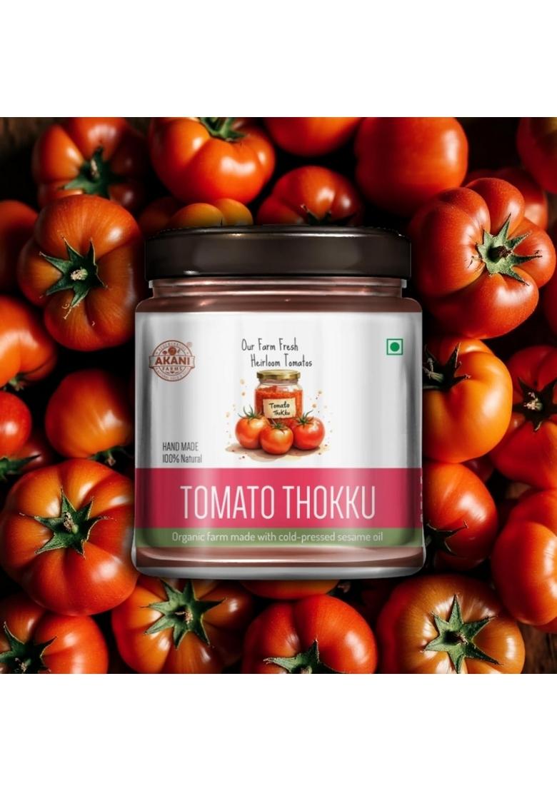 Akani Farms Tomato Thokku 200G | Traditional South Indian Chutney With Heirloom Tomatoes Cold Pressed Sesame Oil No Preservatives Tangy Spicy Farmcrafted Condiment