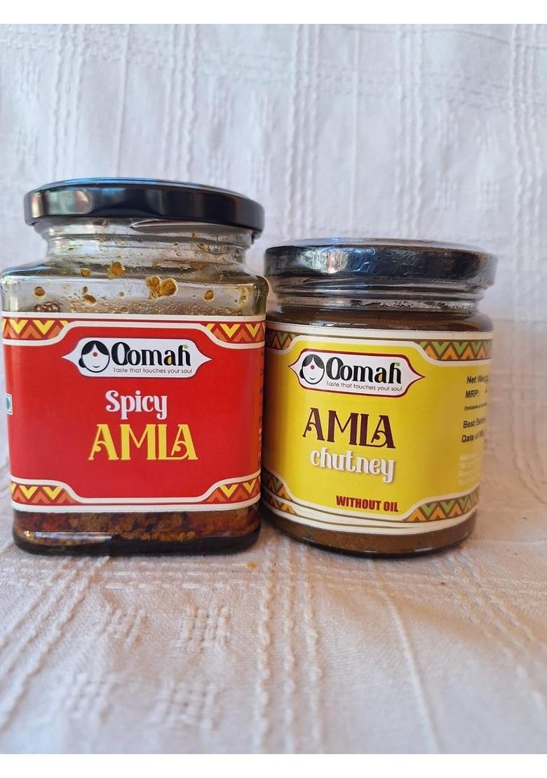 Oomah Foods Homemade Amla Pickle Chutney | Ka Achar And Tangy Natural Taste Traditional Tasty Pickles Immunity Booster No Artificial Preservatives Combo Pack 200Gm Each