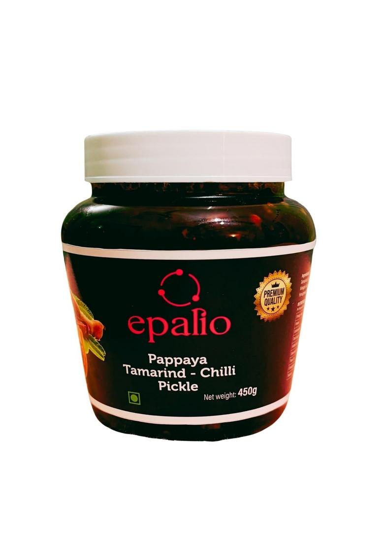 Epalio Papaya Tamarind Chilli Pickle | 450 Gm Jar Papeeta Tetul Mirchi Ka Achar Authentic South Indian Homemade Sweet Spicy Traditional Recipie No Preservatives