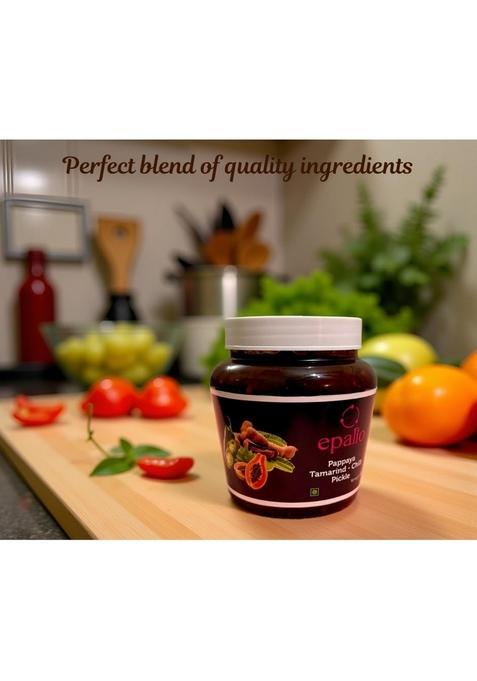 Epalio Papaya Tamarind Chilli Pickle | 450 Gm Jar Papeeta Tetul Mirchi Ka Achar Authentic South Indian Homemade Sweet Spicy Traditional Recipie No Preservatives