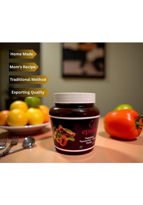 Epalio Papaya Tamarind Chilli Pickle | 450 Gm Jar Papeeta Tetul Mirchi Ka Achar Authentic South Indian Homemade Sweet Spicy Traditional Recipie No Preservatives