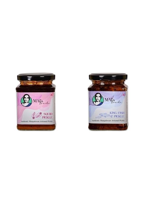 Mai'S Lonche Squid Fish And King Pickle Combo Pack | Achaar Sea Food Healthy Pickles No Preservative 250 X 2 Gms Of