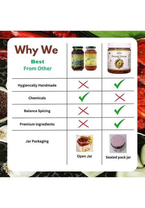 Monika'S India Monikas Punjabi Mango Pickle| Homemade Sour Slightly Spicy Dry Aam Ka Achaar | North Indian Style Pickle Made With Less Oil No Chemical Preservatives