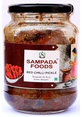 Sampada Foods | Homemade Stuffed Banarasi Red Chilli Pickle Achaar With Mustard Oil 450 Gms Natural Pure Hygienic