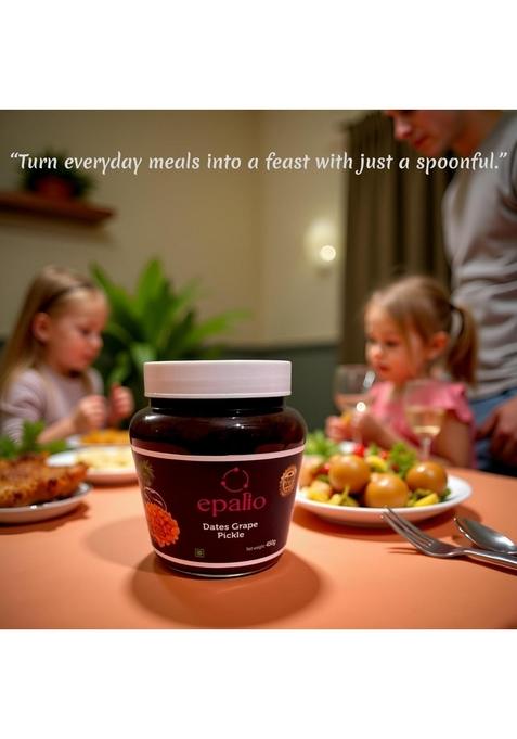 Epalio Dates Grape Pickle 450 Gm | Khajoor Kishamish Ka Achar Sweet Spicy Homemade Authentic Indian No Preservatives Traditional Kerala Wayanadan Recipie