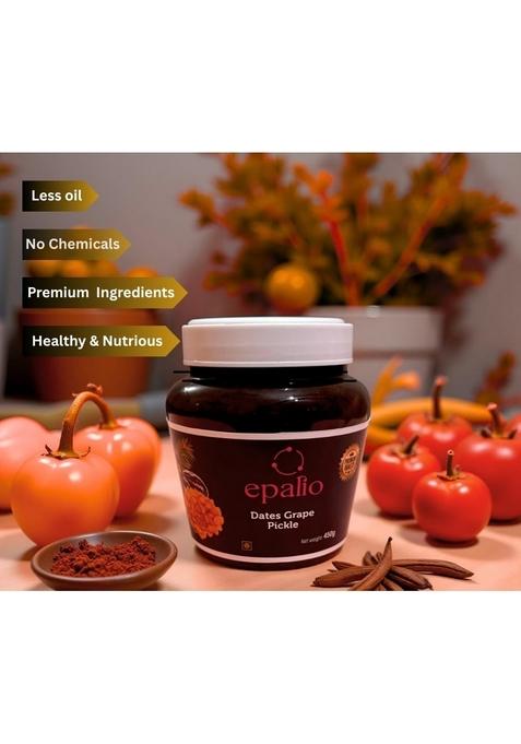 Epalio Dates Grape Pickle 450 Gm | Khajoor Kishamish Ka Achar Sweet Spicy Homemade Authentic Indian No Preservatives Traditional Kerala Wayanadan Recipie