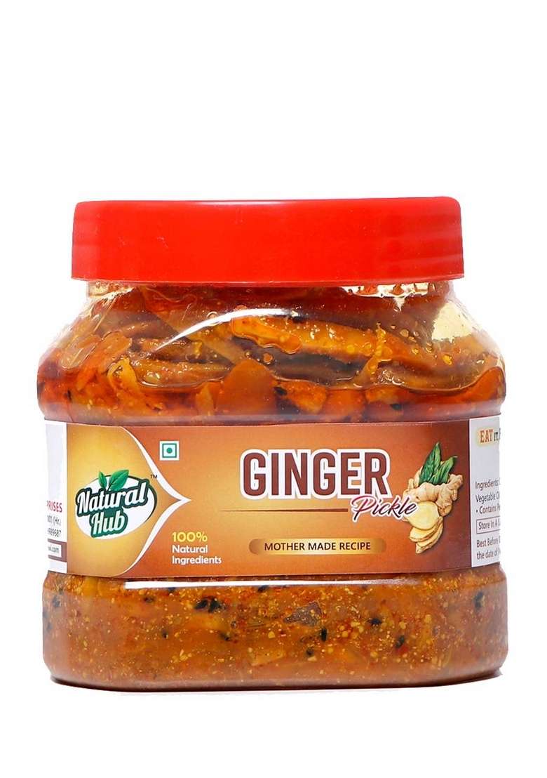 Natural Hub Homemade Ginger Pickle Tasty And Spicy Pack Of 2 500 Gram Each - Indya