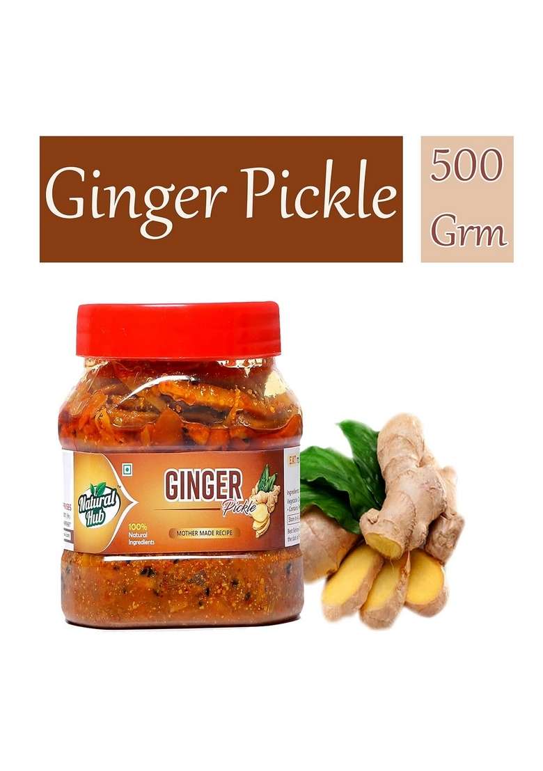 Natural Hub Homemade Ginger Pickle Tasty And Spicy Pack Of 2 500 Gram Each - Indya