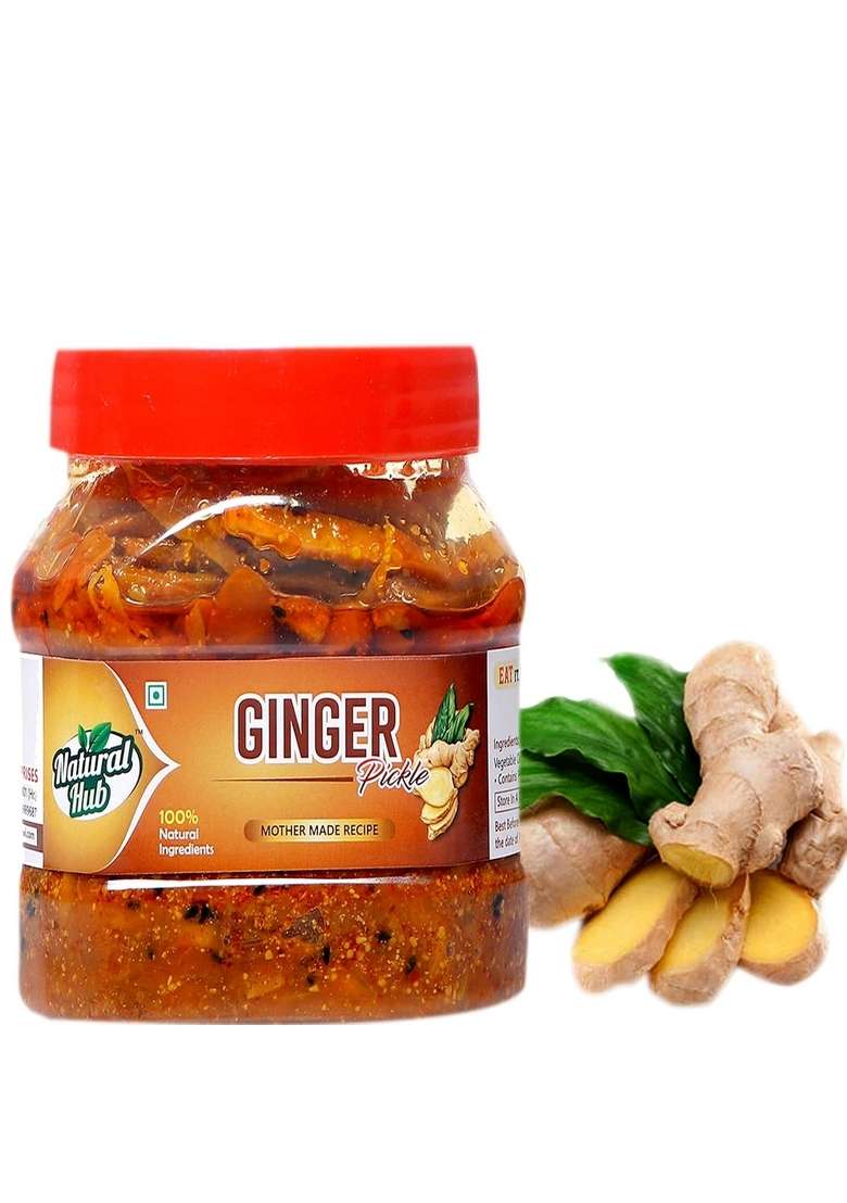 Natural Hub Homemade Ginger Pickle Tasty And Spicy Pack Of 2 500 Gram Each - Indya