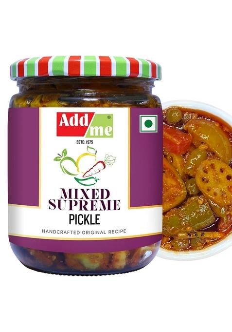 Add Me Home Made Taste Mixed Supreme Pickle Marwadi Mix Pickles Achar Aam Mango Chilli Lemon Ker Ginger Karonda Lasoda Fruit 500Gm Glass Jar