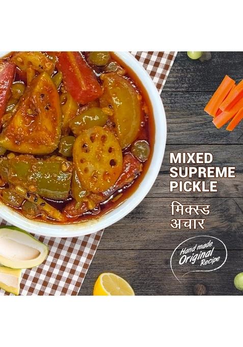 Add Me Home Made Taste Mixed Supreme Pickle Marwadi Mix Pickles Achar Aam Mango Chilli Lemon Ker Ginger Karonda Lasoda Fruit 500Gm Glass Jar