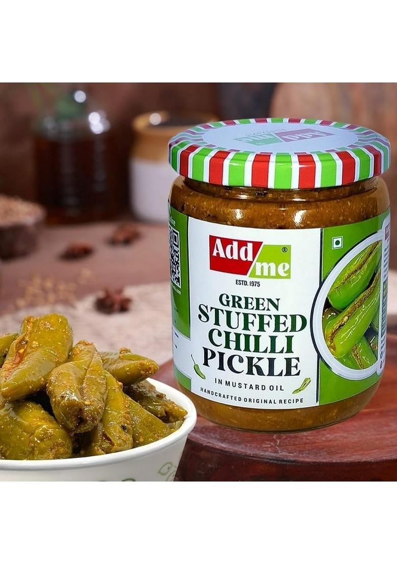 Add Me Homemade Stuffed Green Chilli Pickle 500G Rajasthani Hari Mirch Ka Achar Pickles Sarso Ke Tel Fresh Ghar Bana Achaar Glass Pack