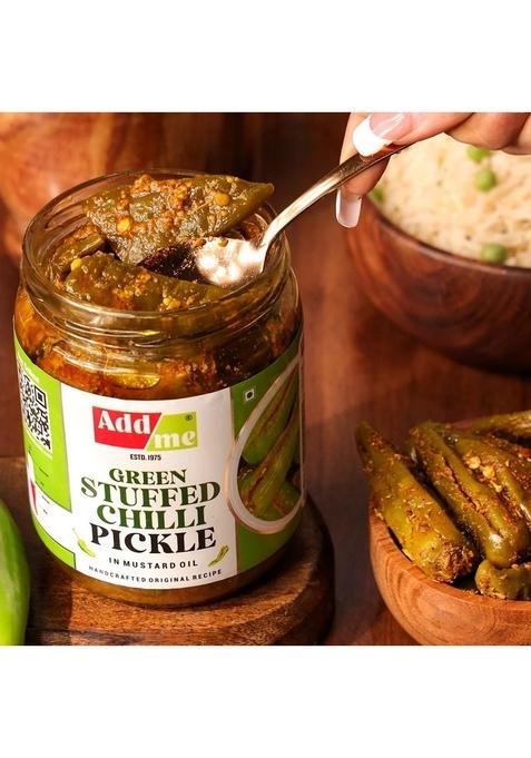 Add Me Homemade Stuffed Green Chilli Pickle 500G Rajasthani Hari Mirch Ka Achar Pickles Sarso Ke Tel Fresh Ghar Bana Achaar Glass Pack