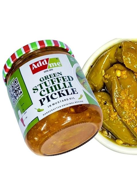 Add Me Homemade Stuffed Green Chilli Pickle 500G Rajasthani Hari Mirch Ka Achar Pickles Sarso Ke Tel Fresh Ghar Bana Achaar Glass Pack