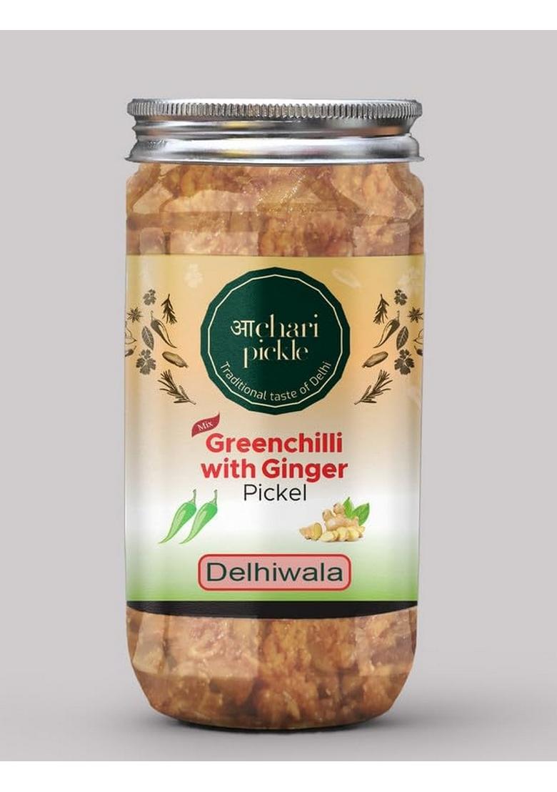 Achari Pickles Greenchilli With Ginger Pickle Delhiwala 400 Gm Ghar Ka Achar