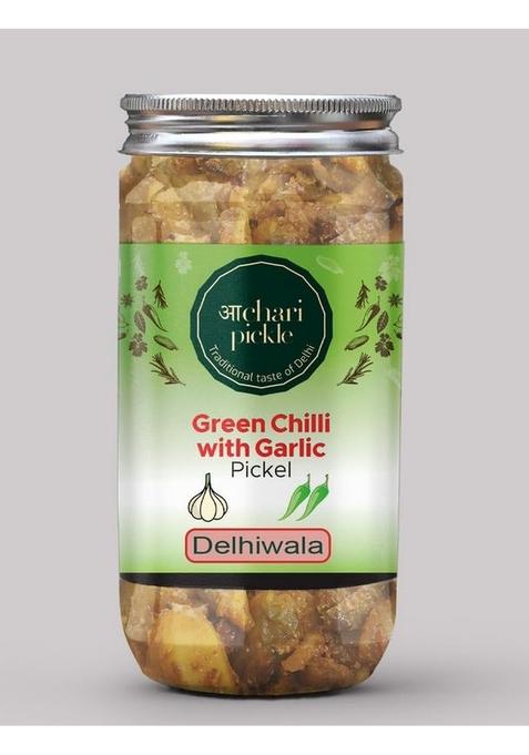 Achari Pickles Greenchilli With Garlic Pickle Delhiwala 400 Gm Ghar Ka Achar