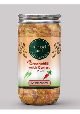 Achari Pickles Greenchilli With Carrot Mix Pickle Marwadi 400 Gm Ghar Ka Achar