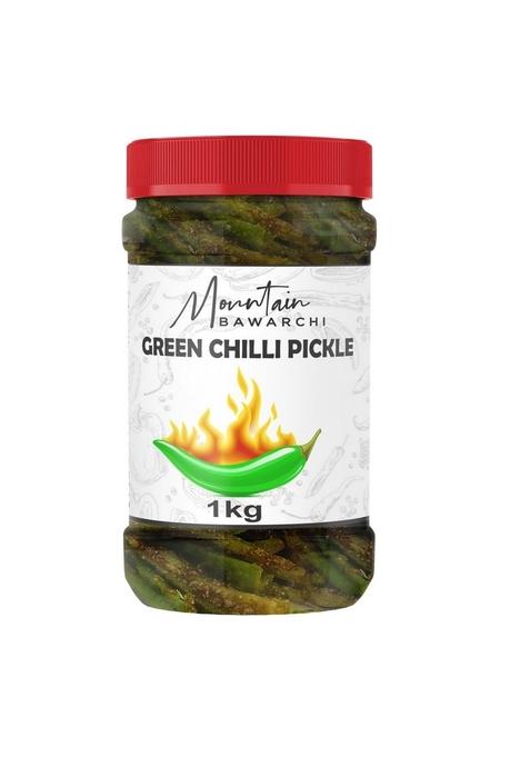 Mountain Bawarchi Green Chilli Pickle | Home Made Hari Mirchi Ka Achar Pickles In Fresh Form 1Kg