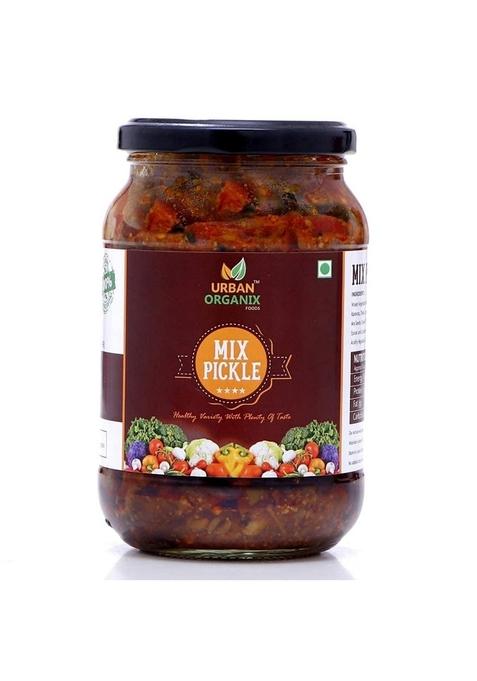 Urban Organix Foods Mixed Pickle Mix Achaar Homemade Low Oil No Preservatives Sugar 400 Gram Pet Jar